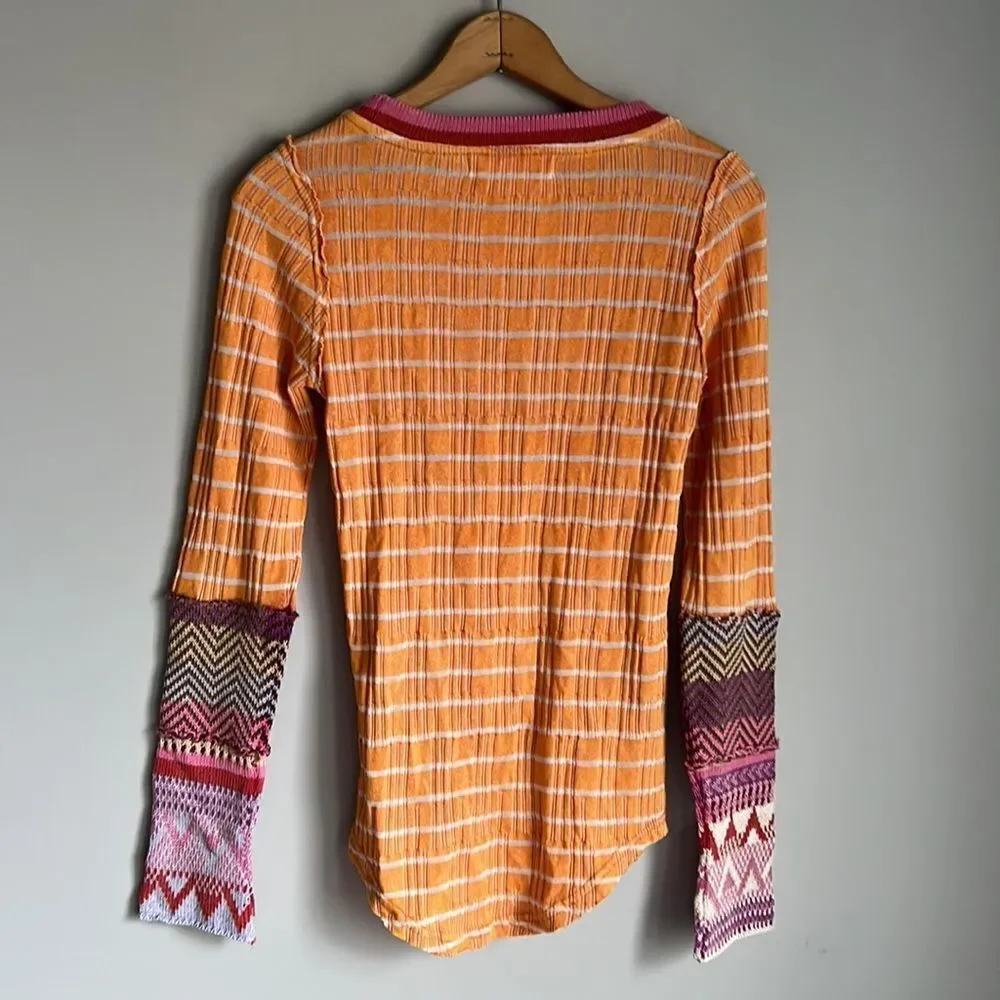 NEW Free People Alpine Stripe cuff thermal top